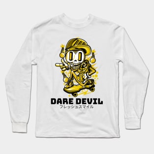 Dare Devil Skeleton Skateboarder Long Sleeve T-Shirt